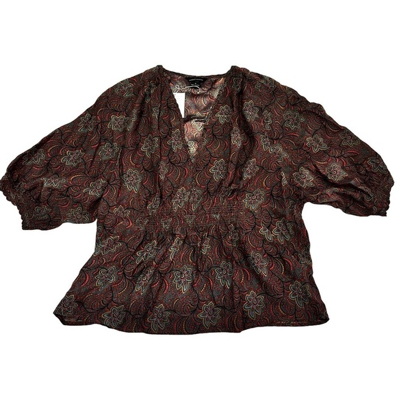 Moda International Tops - Moda International Women's Multicolor Paisley Blouse Top Shirt Size Small Silk
